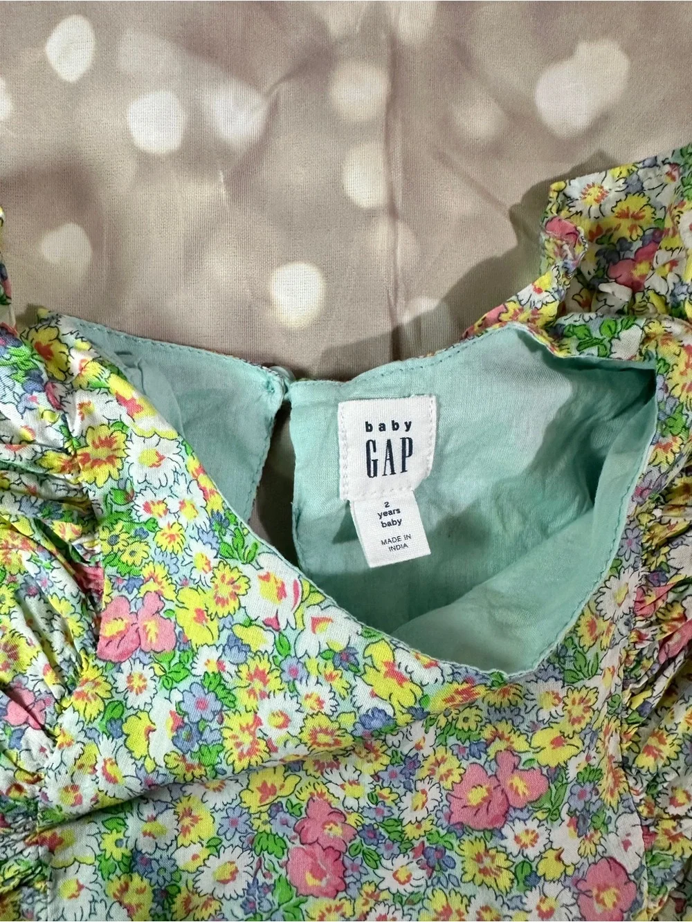 GAP Floral Ruffle-Sleeve Dress - Pink, Yellow & Green